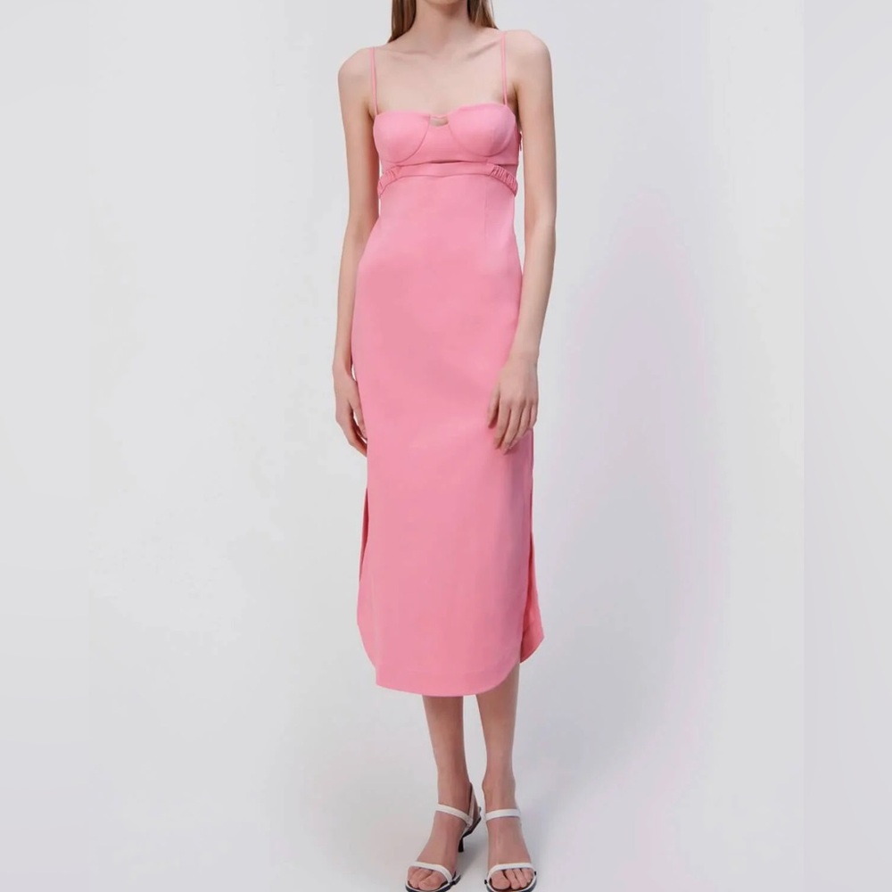 Jonathan Simkhai Alessi Cut-Out Bustier Midi Dress - Taffy Pink